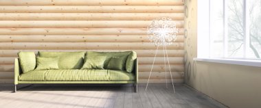 Modern parlak iç. 3D render