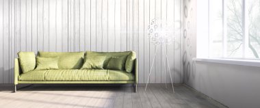 Modern parlak iç. 3D render