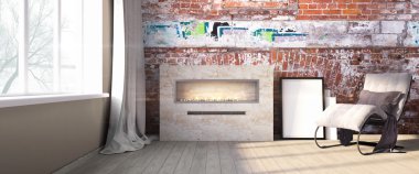 Modern parlak iç. 3D render