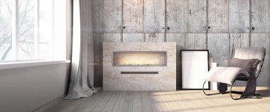 Modern parlak iç. 3D render