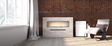 Modern parlak iç. 3D render