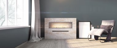 Modern parlak iç. 3D render