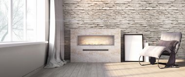 Modern parlak iç. 3D render