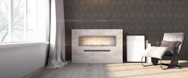 Modern parlak iç. 3D render