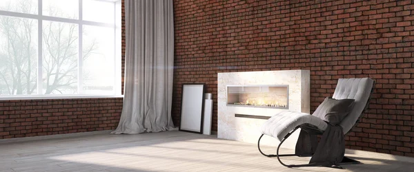 Modern parlak iç. 3D render