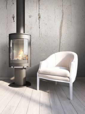 Modern parlak iç. 3D render