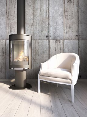 Modern parlak iç. 3D render