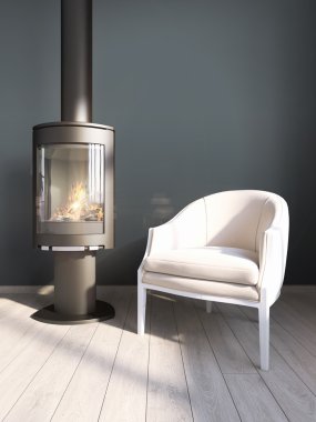 Modern parlak iç. 3D render