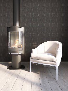 Modern parlak iç. 3D render