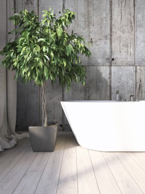 Modern parlak iç. 3D render