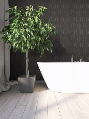 Modern parlak iç. 3D render