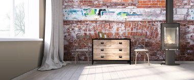 Modern parlak iç. 3D render