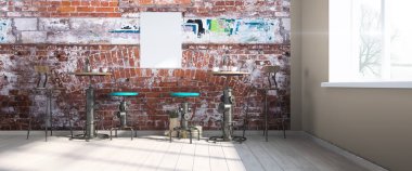 Modern parlak iç. 3D render