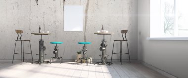 Modern parlak iç. 3D render