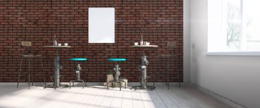 Modern parlak iç. 3D render