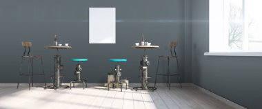 Modern parlak iç. 3D render