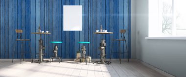 Modern parlak iç. 3D render