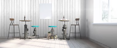 Modern parlak iç. 3D render