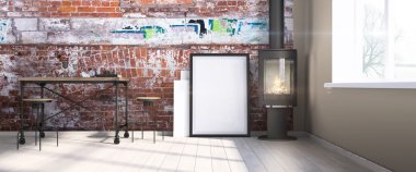 Modern parlak iç. 3D render