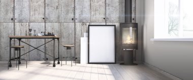 Modern parlak iç. 3D render