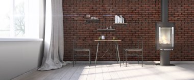 Modern parlak iç. 3D render