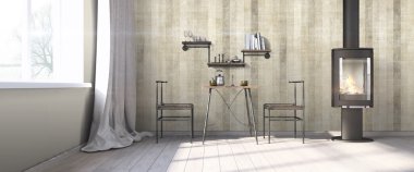 Modern parlak iç. 3D render