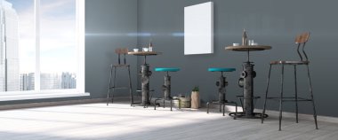 Modern parlak iç. 3D render