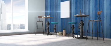 Modern parlak iç. 3D render