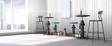 Modern parlak iç. 3D render