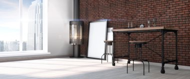 Modern parlak iç. 3D render