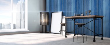 Modern parlak iç. 3D render