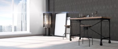 Modern parlak iç. 3D render