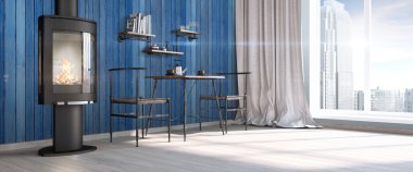 Modern parlak iç. 3D render