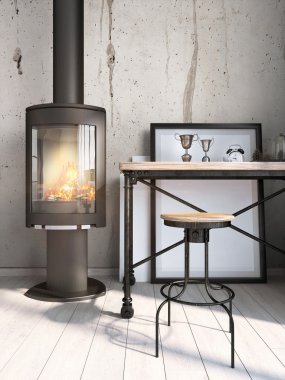 Modern parlak iç. 3D render