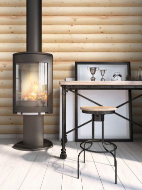 Modern parlak iç. 3D render