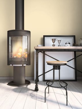 Modern parlak iç. 3D render