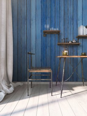 Modern parlak iç. 3D render