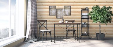 Modern parlak iç. 3D render