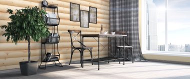 Modern parlak iç. 3D render