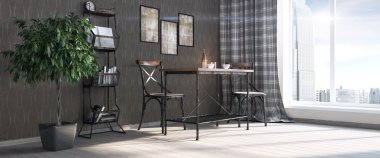 Modern parlak iç. 3D render