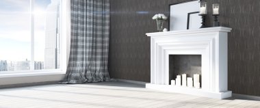 Modern parlak iç. 3D render