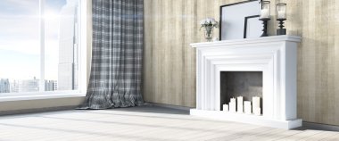 Modern parlak iç. 3D render