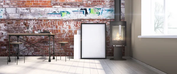 Modern parlak iç. 3D render