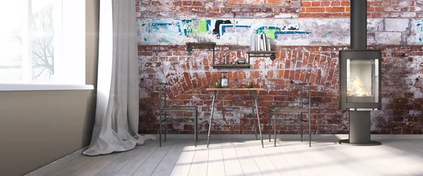 Modern parlak iç. 3D render