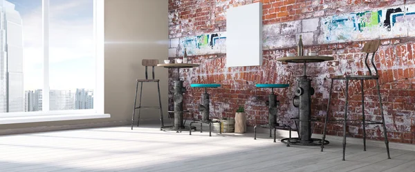 Modern parlak iç. 3D render