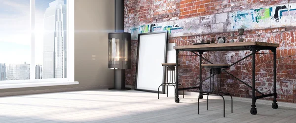 Modern parlak iç. 3D render