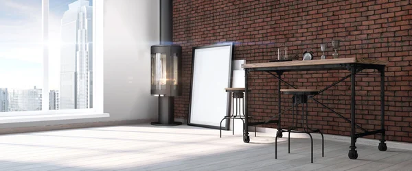 Modern parlak iç. 3D render