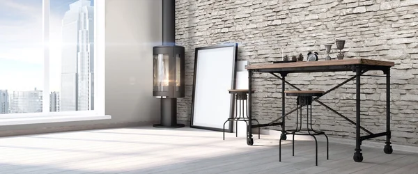 Modern parlak iç. 3D render