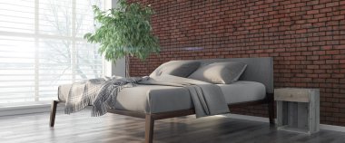 Modern parlak iç. 3D render