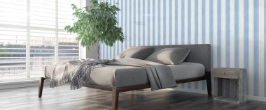 Modern parlak iç. 3D render